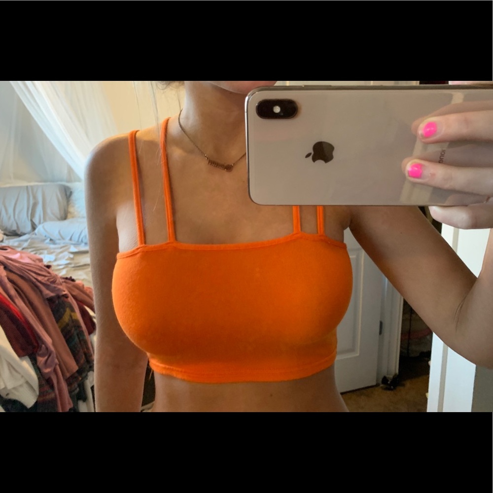Orange two strap crop top